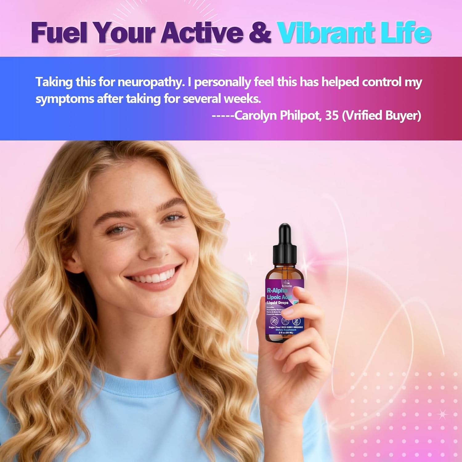 R Alpha Lipoic Acid 600mg Liquid Drops for Neuropathy, Advanced 11-in-1 Stabilized R-ALA Supplement w. Benfotiamine Acetyl L-Carnitine Vitamin C E for Antioxidant Nerve Brain Energy Health Non GMO - Image 4