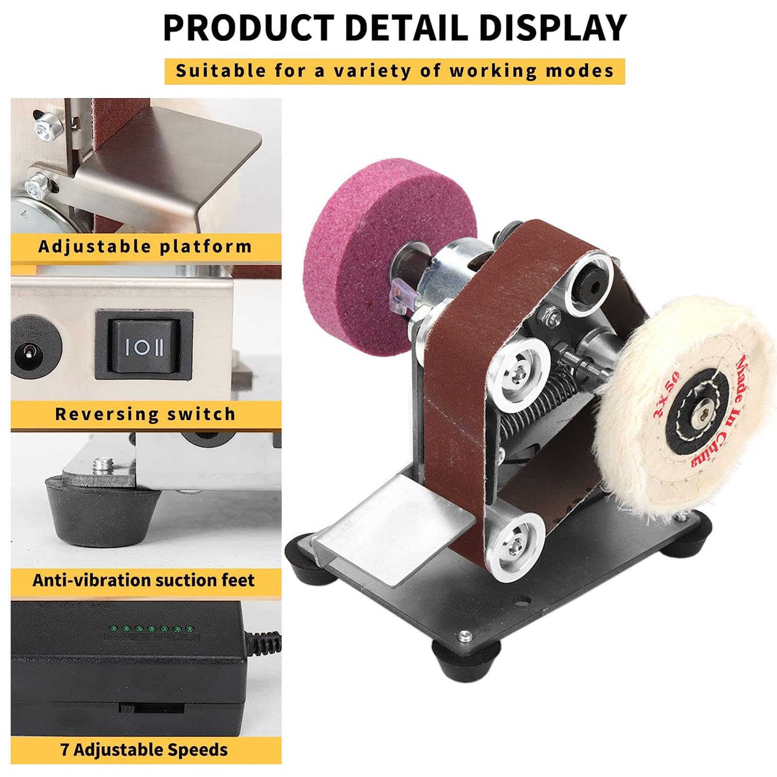 Electric Mini Belt Sander Electric Belt Sanding Machine Mini Bench - Main Image