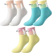 Set of 3 Pairs Funny Socks for Women, Funny Cotton Socks, Couple Socks, Perfect Gift for Couples, White, Yellow, Light Blue, One Size (UK 3-6)