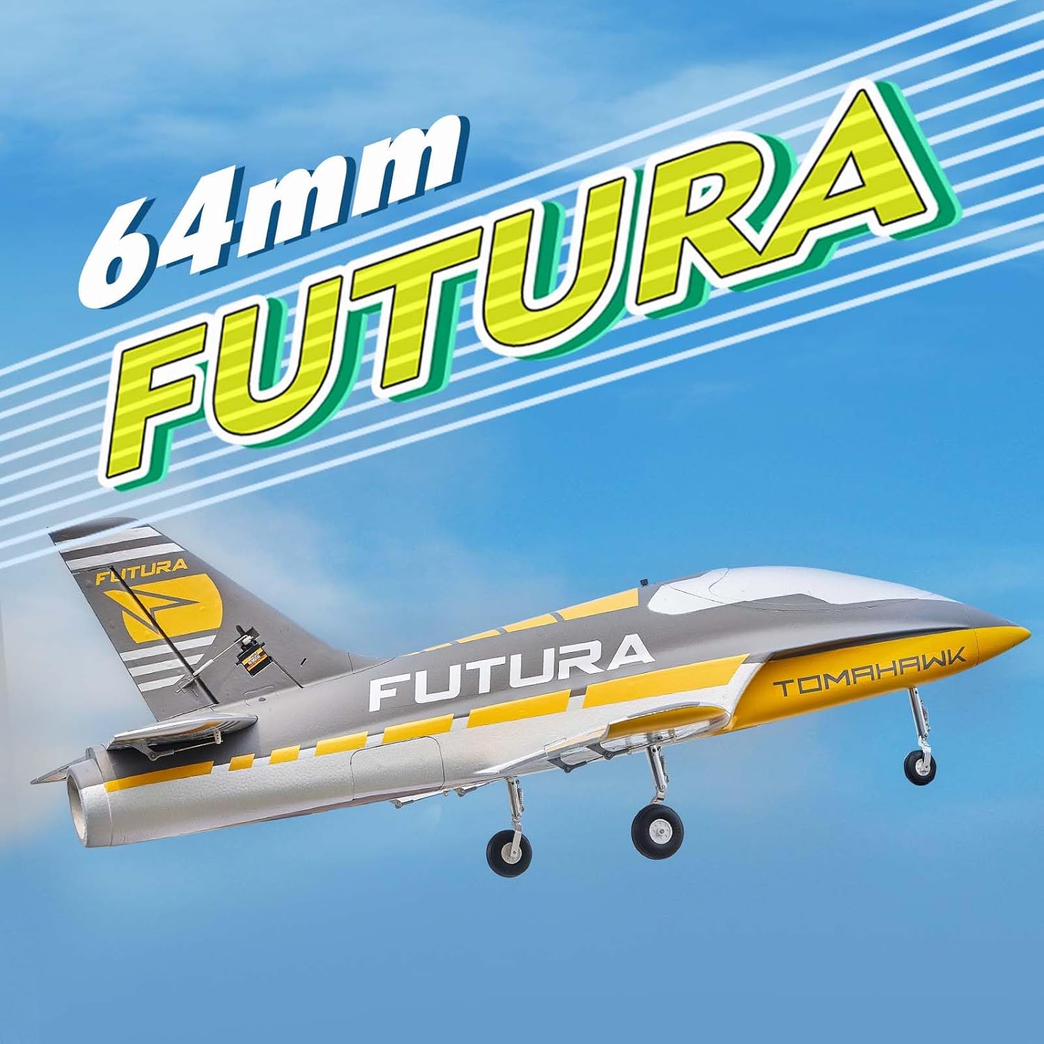 FMS Rc Jets Futura 64MM EDF Sport Jet Yellow rc Airplanes for Adults for Trainers EDF for Beginners 6 Channel Remote Control Planes PNP(NO Transmitter Batteries and Charger)