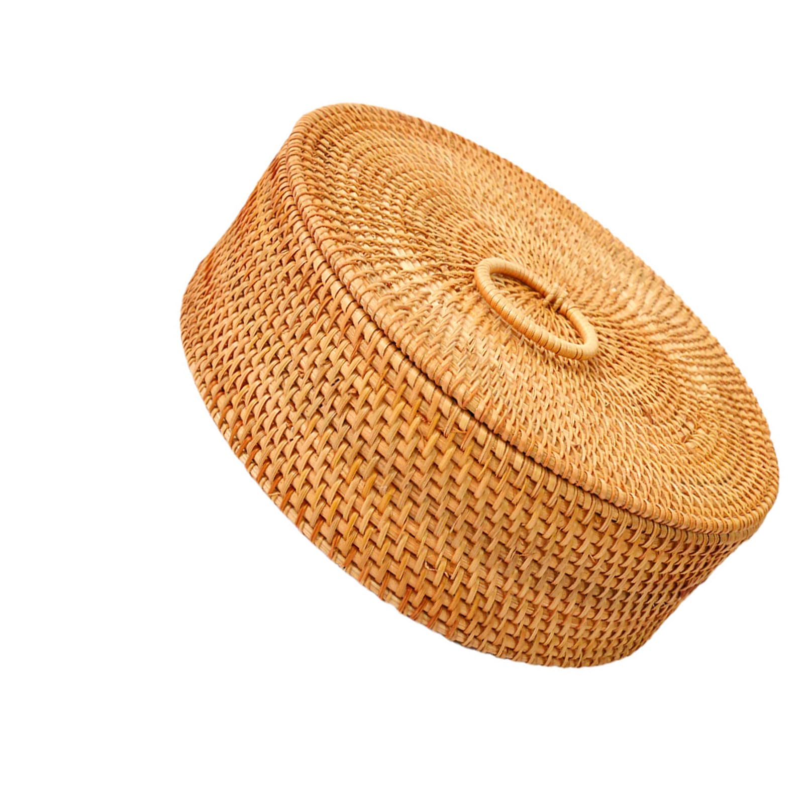 Artisanal Round Storage Basket Featuring Resistant Lid Vietnamese Rattan Craftsmanship for Indoor Outdoor Use Handwoven Rattan Storage Basket with Lid
