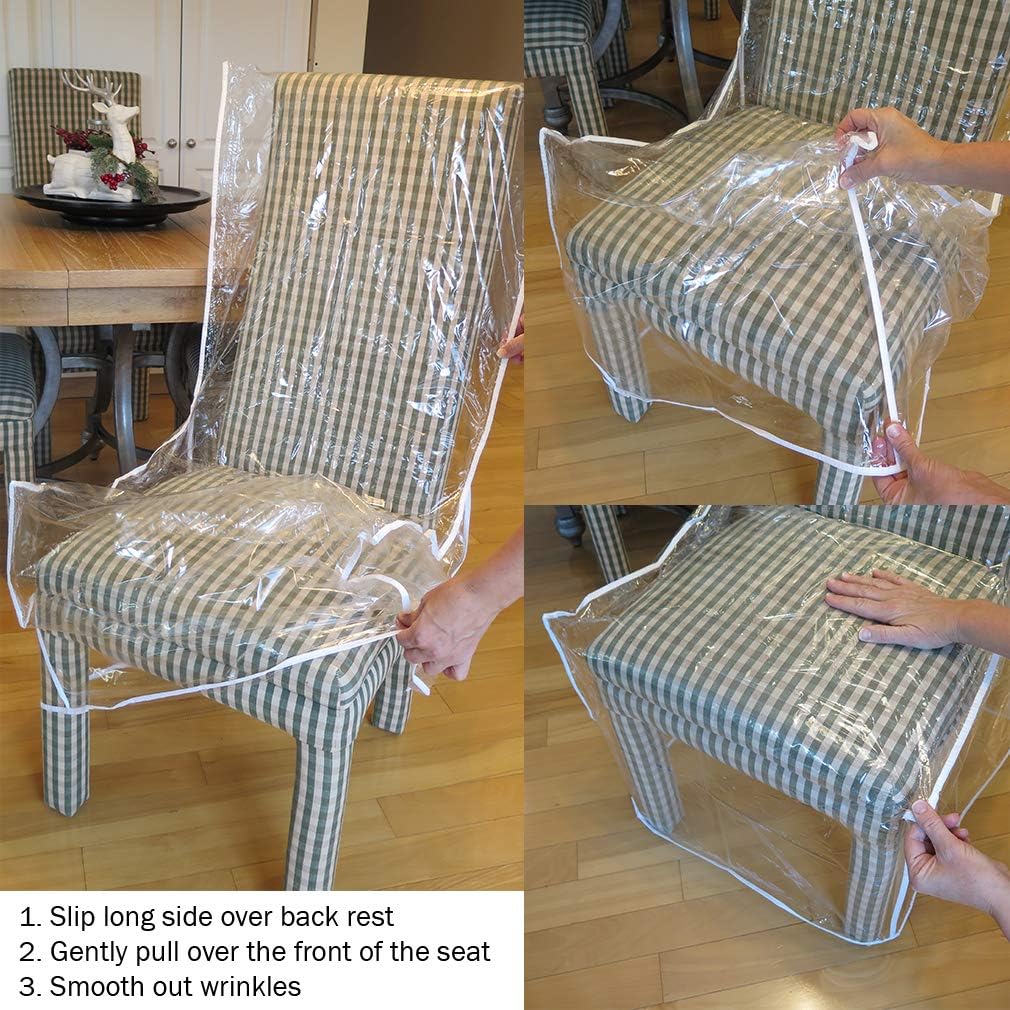 Free Shipping Over $50 Evelots Dining Room Chair Protector-Clear-No Dust/Spill/Pet Hair/Pet Claws-Set/4
