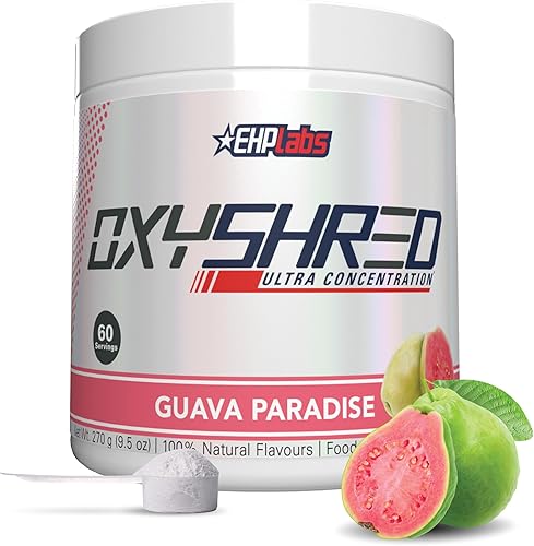 Miniatura 38 de EHP Labs OxyShred - Polvo termogénico para antes del entrenamiento y suplemento para adelgazar, clínicamente probado, con L-glutamina y