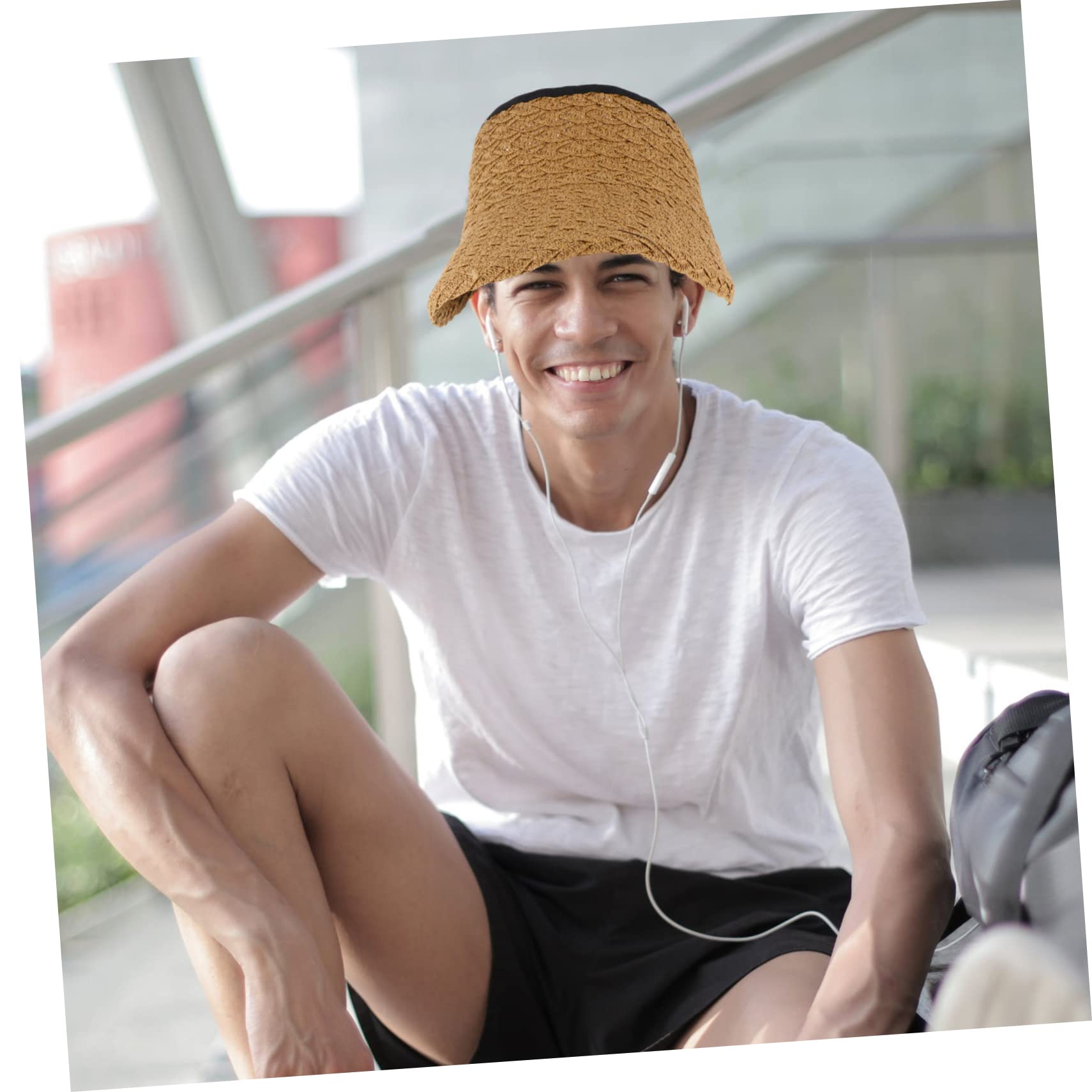 FRCOLOR Cilindro Vuoto Cappello Da Sole Cappello Di Protezione Solare Superiore Uomini Visiera Bloccare Bordo Di Grandi Dimensioni Ombrellone Protezione Uv Khaki Cannuccia