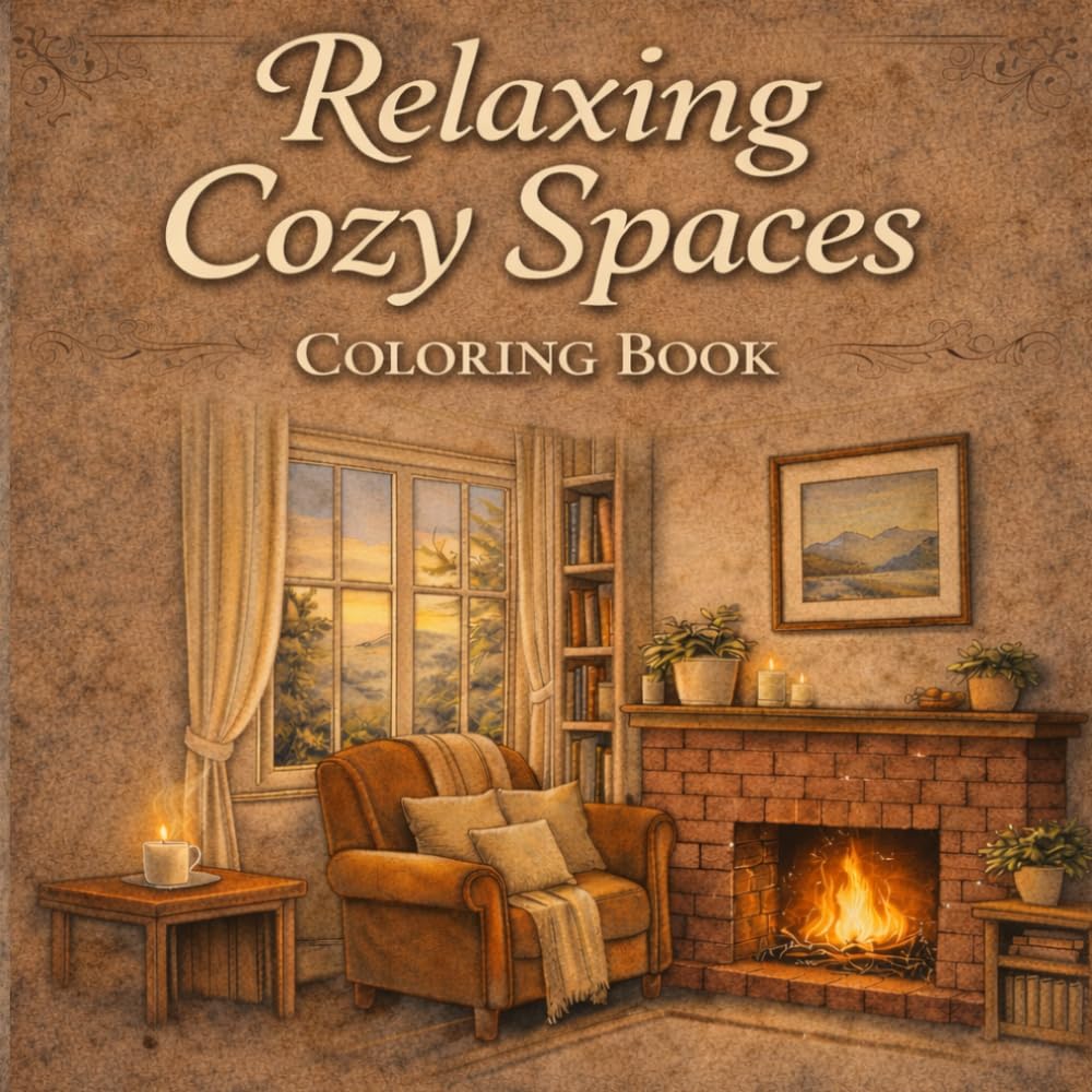 Relaxing Cozy Spaces Coloring Book: Cute & Peaceful Corners For Stress Relief | For Adults, Teens And Kids