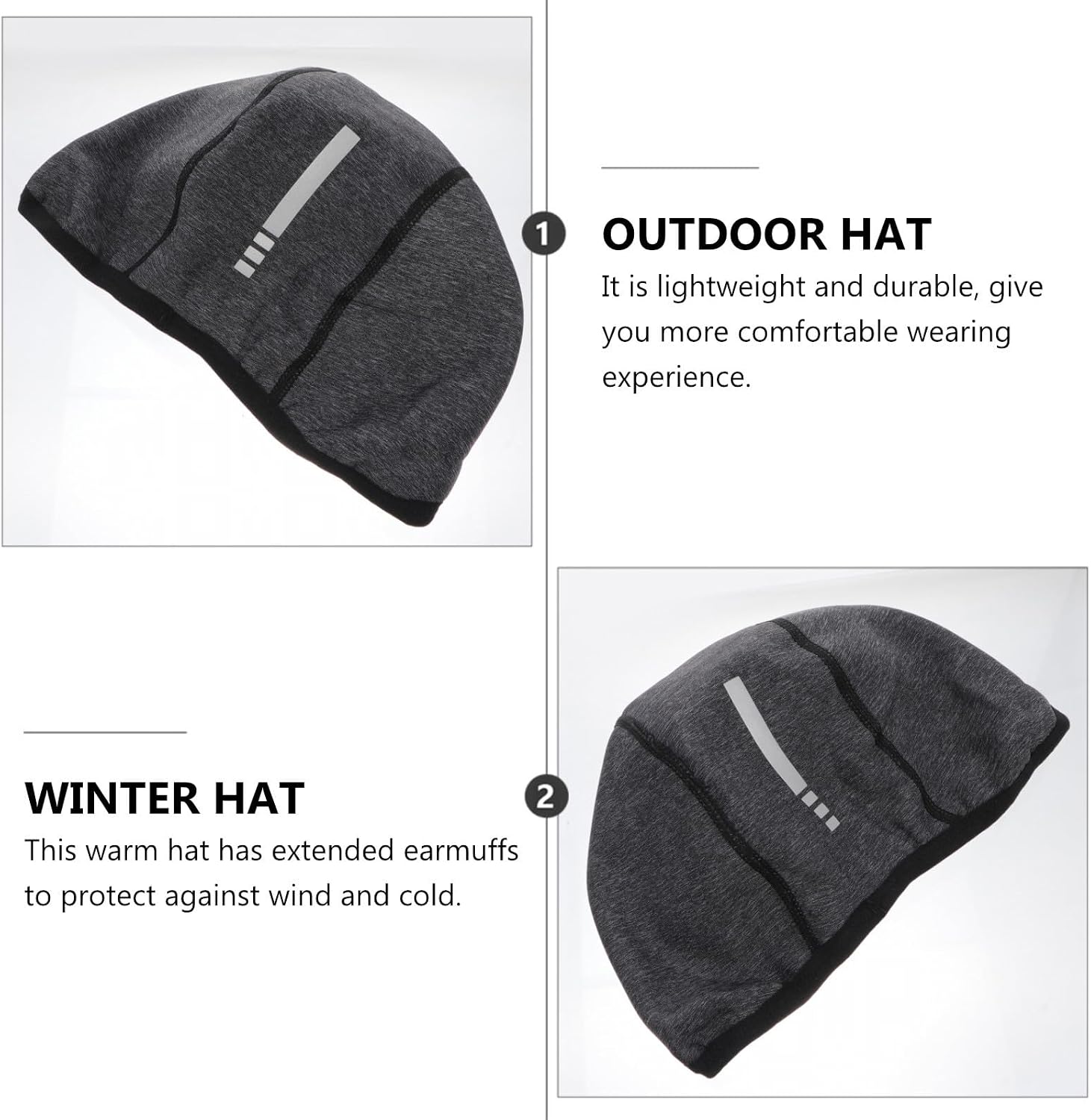 UKCOCO Windproof Cold Protection Headgear with Extended Earmuffs Cycling Hat Polar Fleece for Winter Outdoor Sports and Theme Parties for Men Black