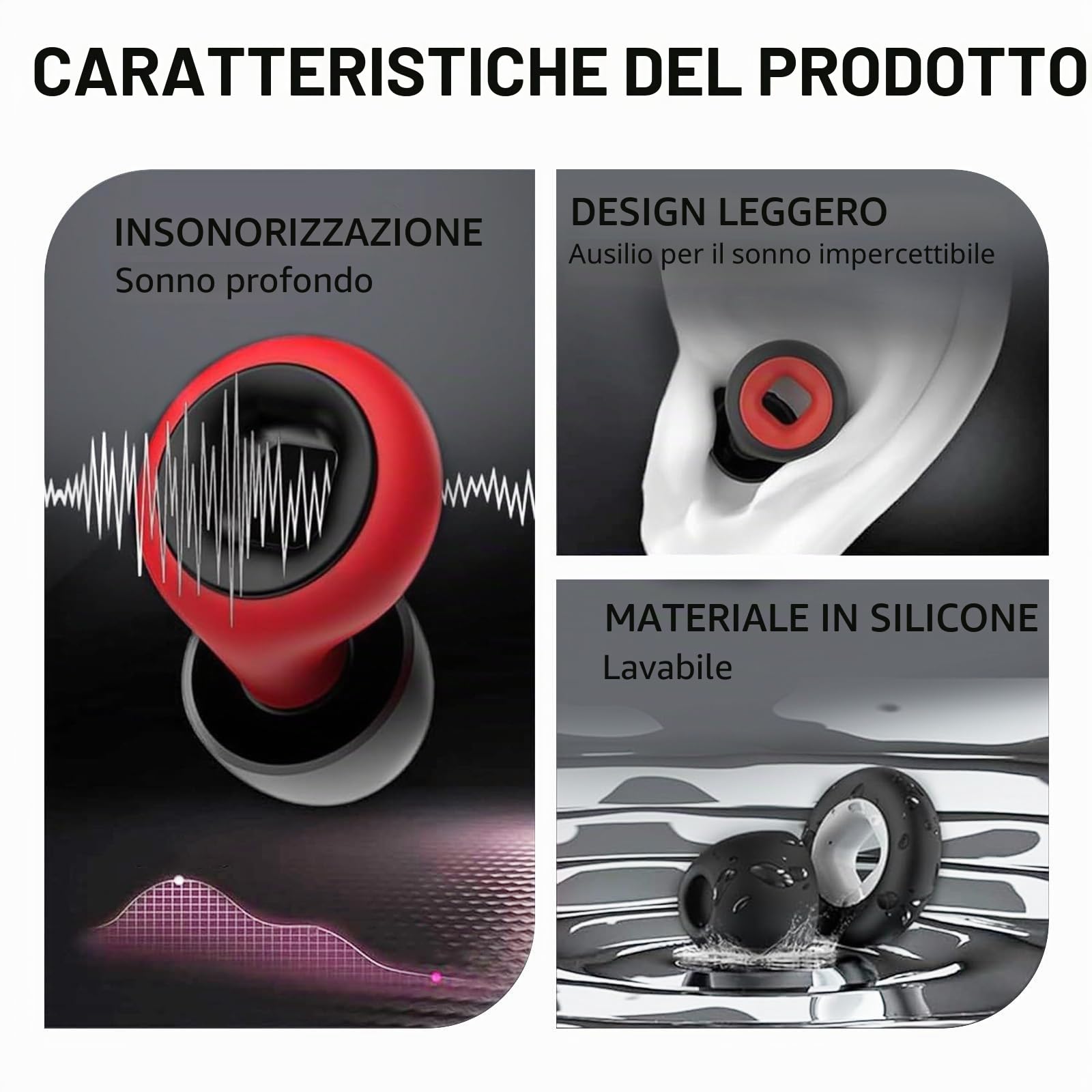 AzureRay Tappi per Orecchie Moto 27 dB - Moto Earplugs Riutilizzabili per Riduzione Rumore - Ideali per Dormire, Studio e Viaggi (2 Pezzi + Custodia)