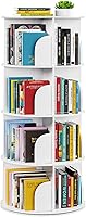 SpaceAid 4-Tier Rotating Bookshelf Tower - Spinning Lazy Susan Bookcase, 360° Carousel Vertical Organizer, White 18.1x50"