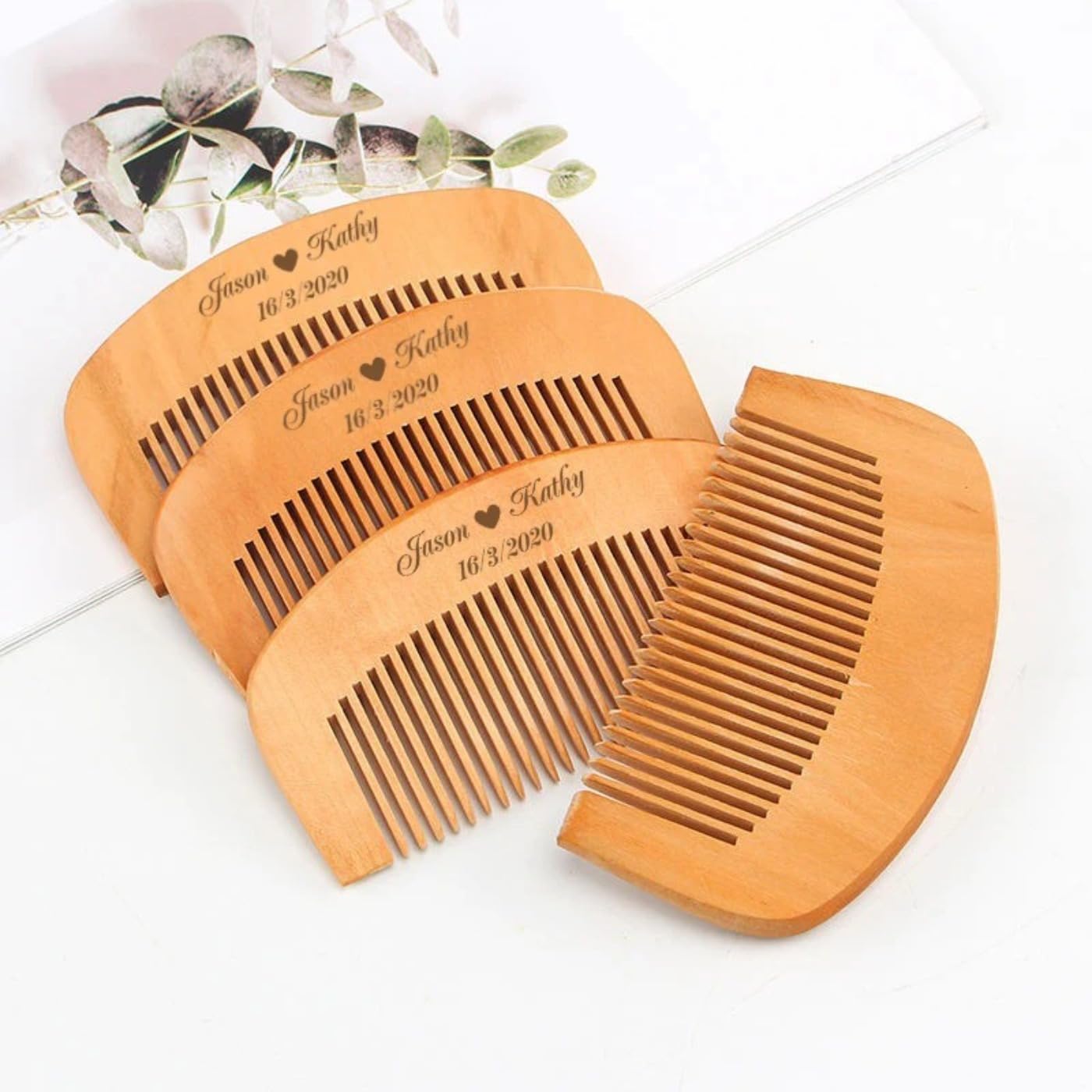 Peines de pelo personalizados, regalos y regalos de boda, peine de madera grabado con nombre personalizado, recuerdo de boda, peines de bolsillo de madera (70 unidades)