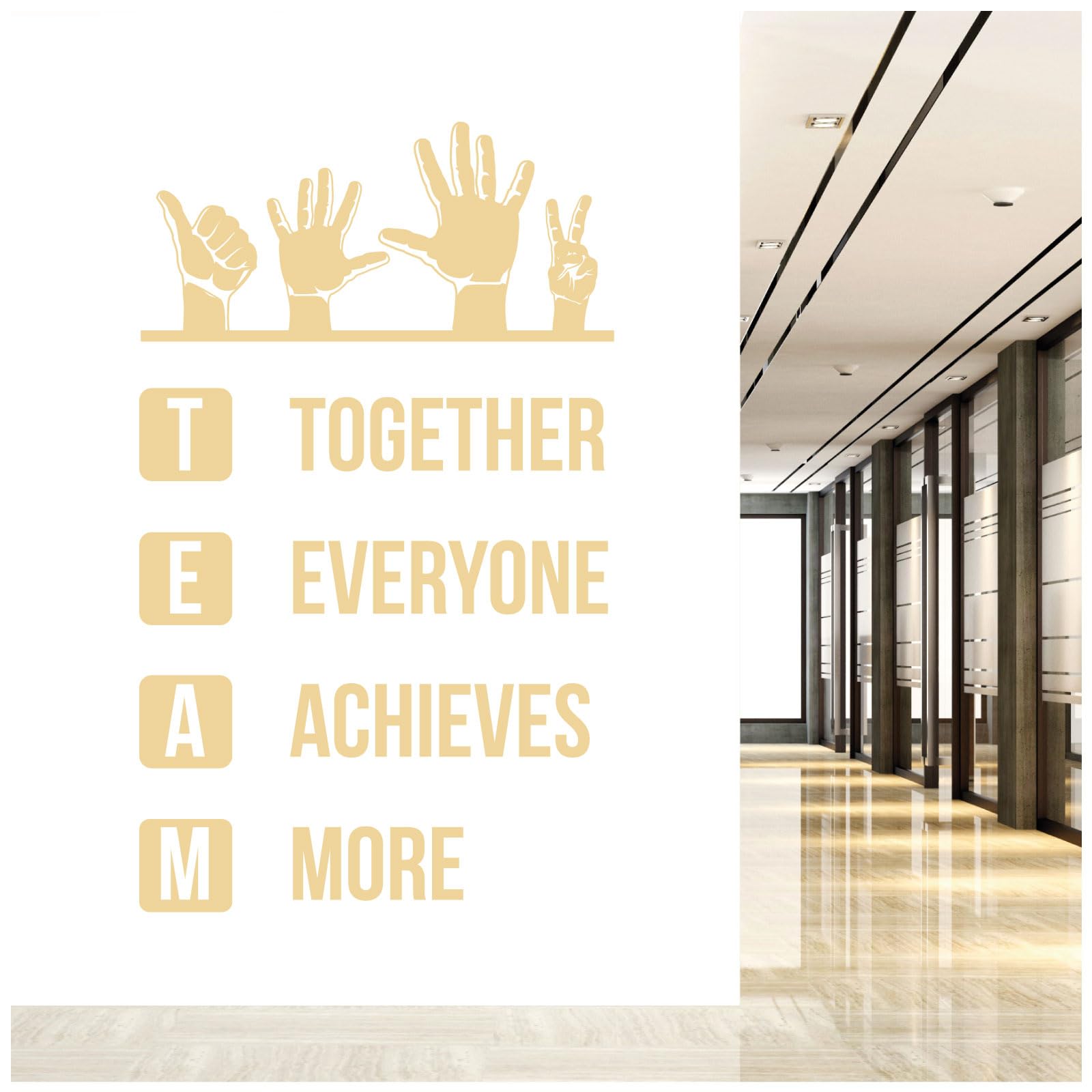 Team - Together Everyone Achieves More - Wall Quote, Office, Corporate, Corridor Wall Art Sticker [XXLarge] [Cream]
