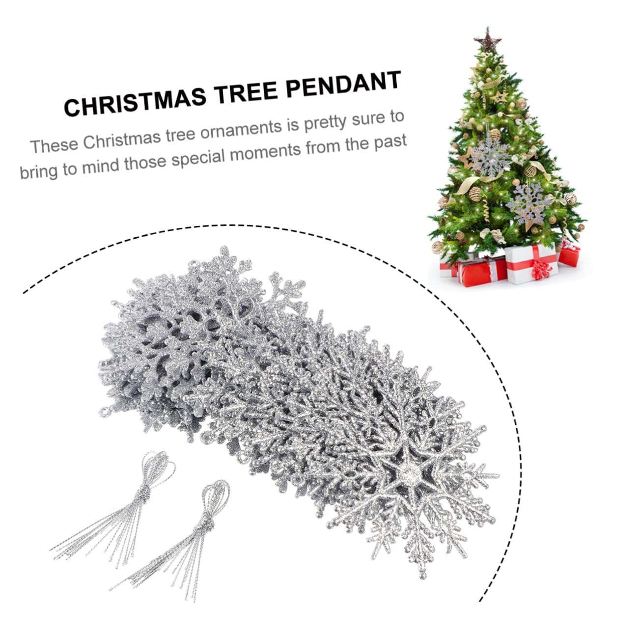 PRETYZOOM 3 Juegos de Elegantes Colgantes para Árbol de Navidad con Lentejuelas Y de Nieve Plateados Unidades X 3