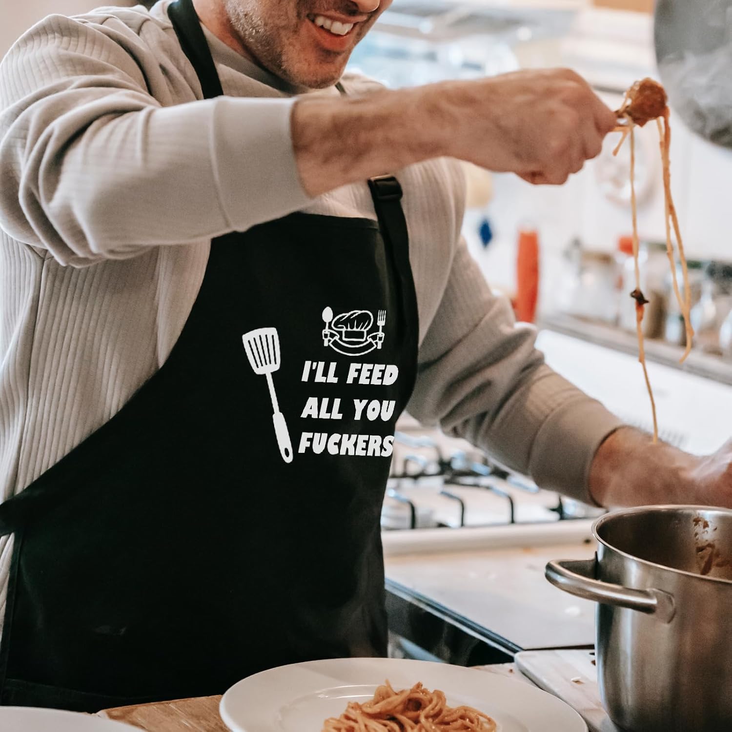 Funny Aprons for Men, Adjustable Mens apron for Grilling BBQ Cooking Grill Kitchen Chef, Birthday Gifts for Men Him - Image 3