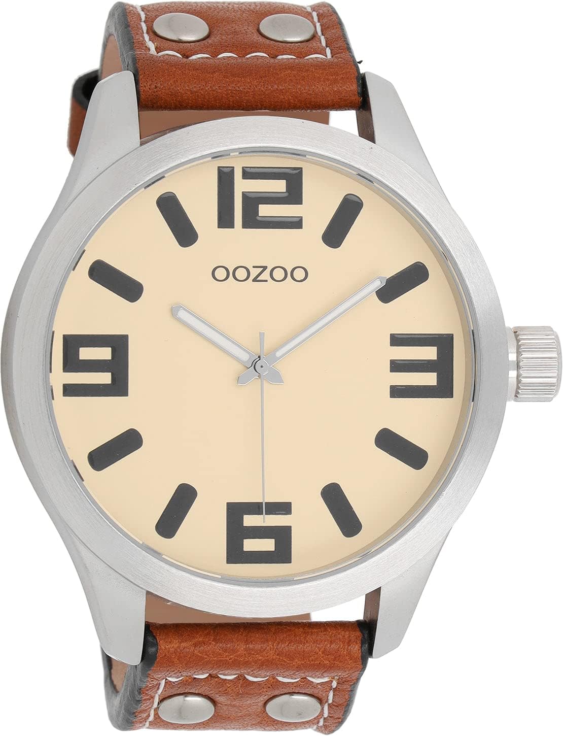 OozooC1002 - Men's Watch, Leather Strap, Strip