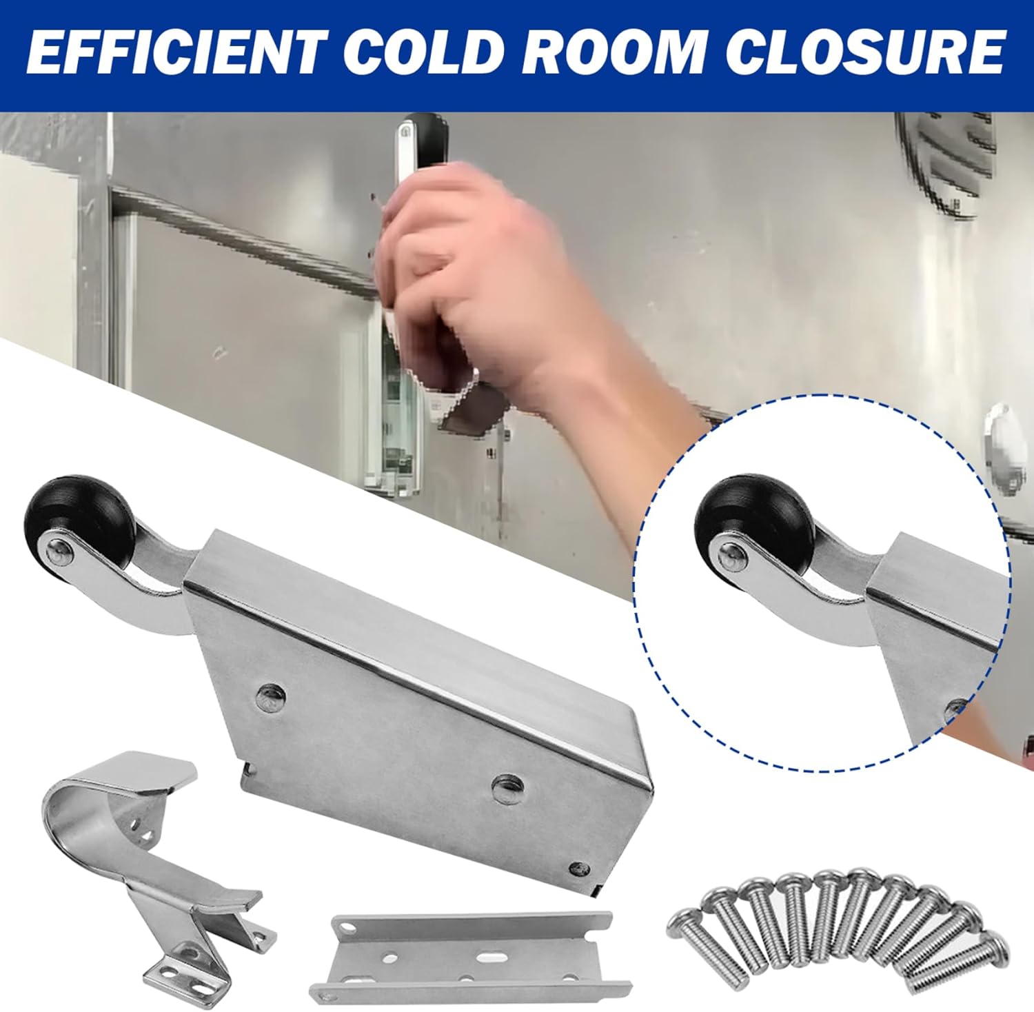 Hydraulic Door Closers Stainless Steel Anti-Oxidation Automatic Door Closer with 10 Pcs Hex Screws Heavy Duty Efficientive Noiseless Freezer Door Closeror