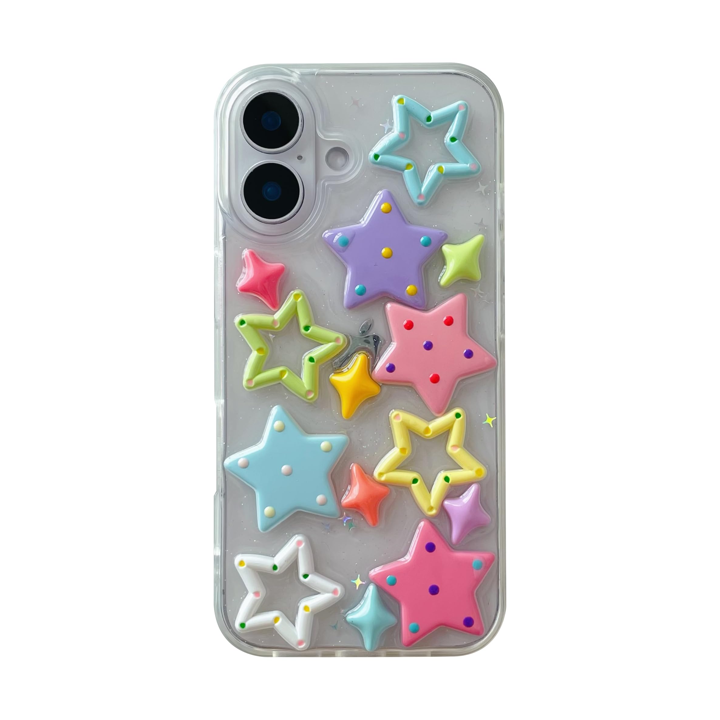 Emylisa Designed for iPhone Case, Cartoon 3D Colorful Stars Clear Soft Phone Case (Clear,for iPhone 15 Pro Max)