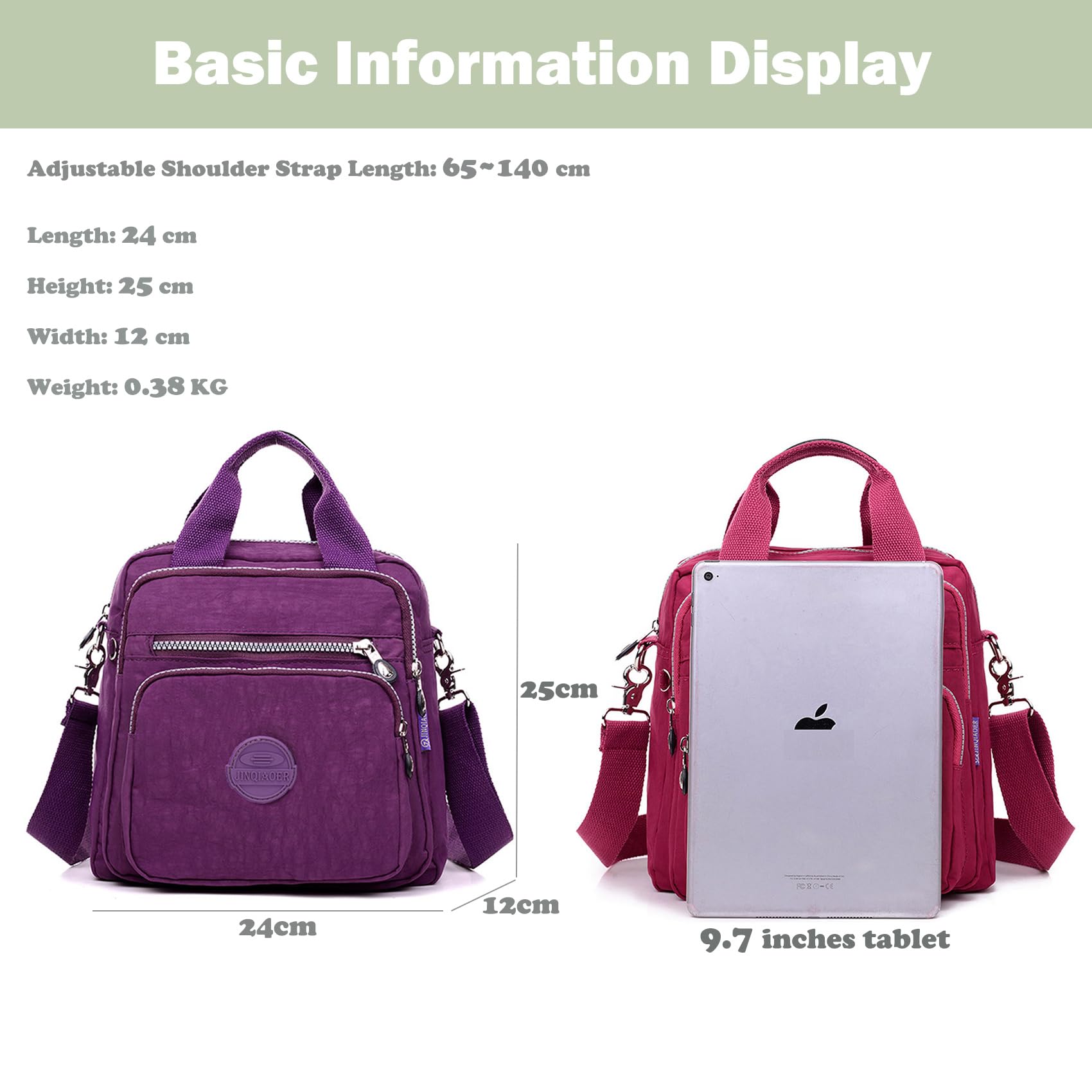 Borsetta Donna Borse a Spalla Casuale Borsa Tracolla Leggero Zaino Impermeabile Sacchetto Scuola Borse da Viaggio Borsello Moda Sport Bag per Ragazze