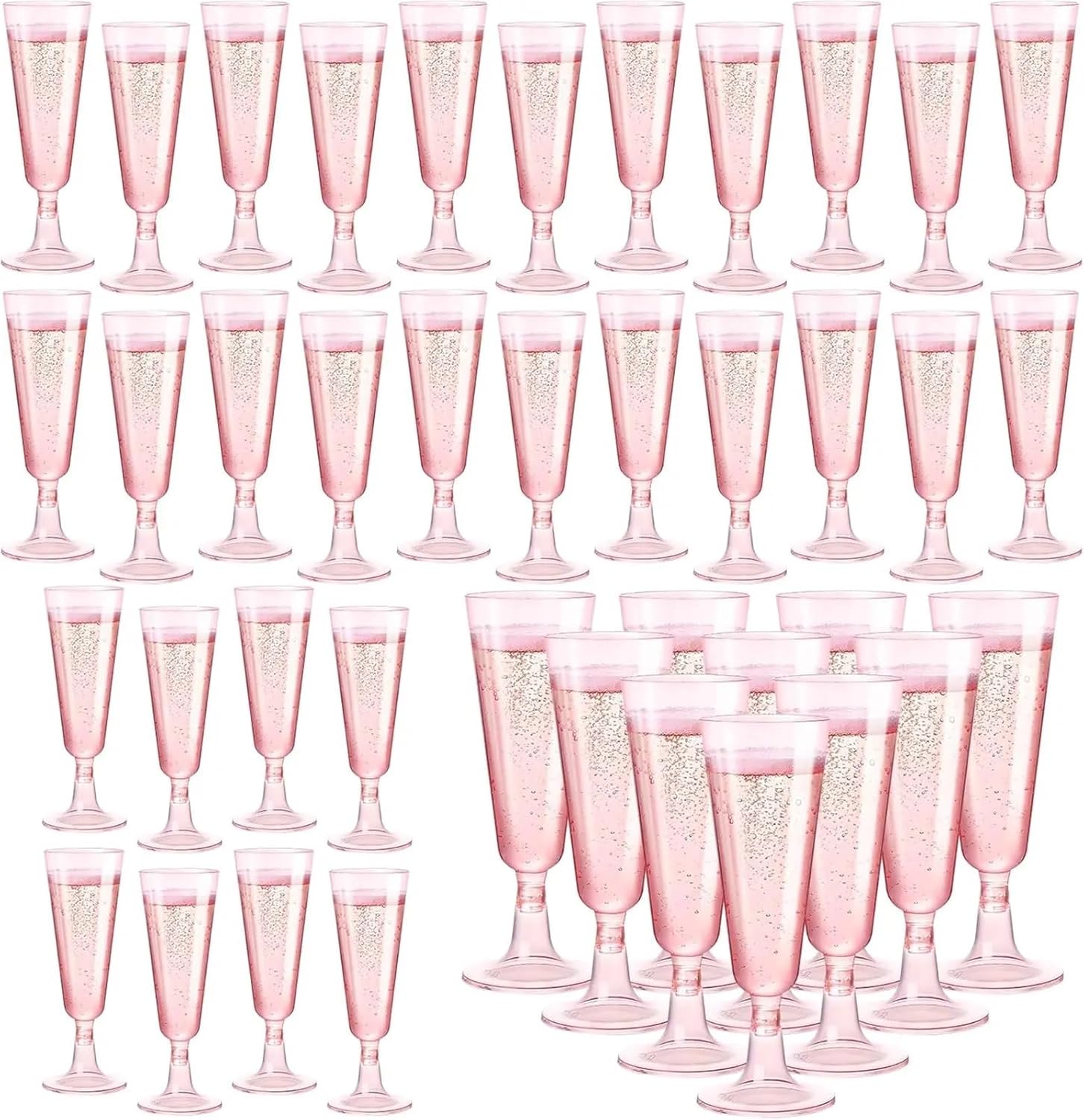 Plastic Champagne Flutes Disposable 40 Pcs 5oz Pink Disposable Plastic Champagne Flutes, Ideal for Wedding Birthday Bridal Shower Party