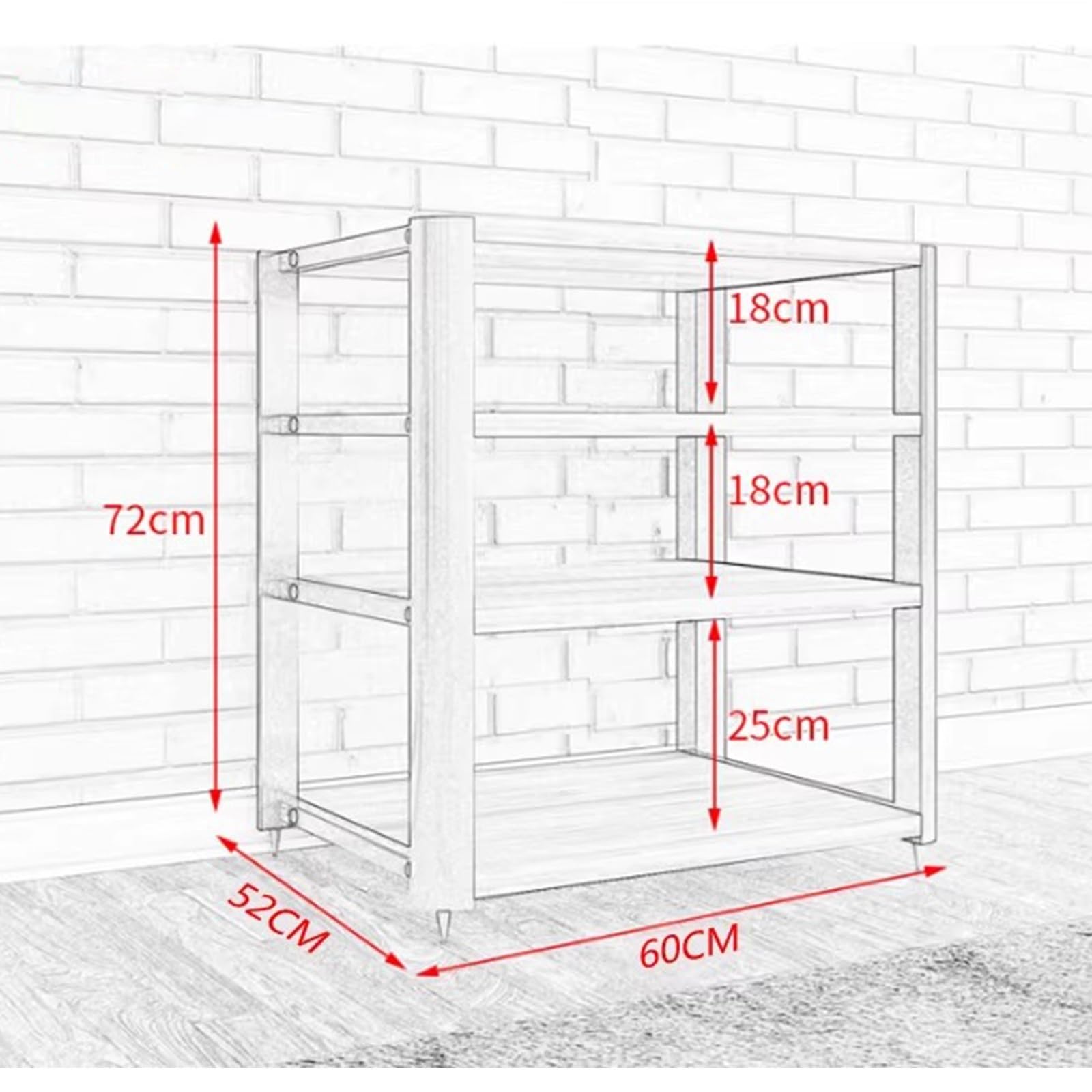 Armadio rack audio multifunzione, supporto amplificatore da pavimento in legno per proiettori stereo e lettori CD, design con angoli arrotondati, soluzione ideale per l'intrattenimento domestico
