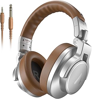 Professional Studio Monitor & Mixing DJ Headphones - Over Ear Closed Back Stereo Wired Headphones for Guitar AMP, Podcast, Recording, Streaming, PC, Music Production, Keyboard, MH700 Silver