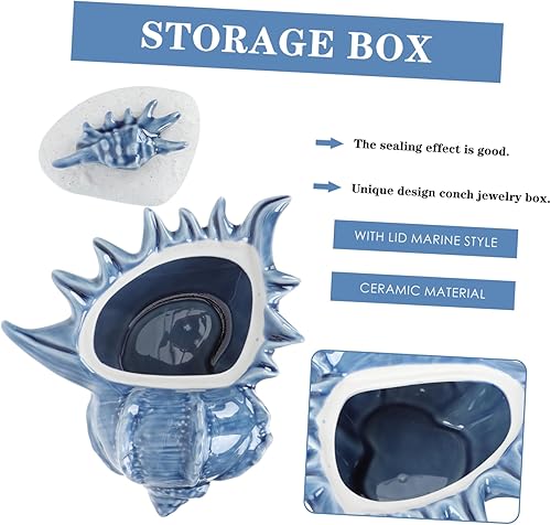 Miniatura 6 de Cabilock Caja de almacenamiento de caracola, caja de baratija, recipiente de comida costera, cuencos para servir fiestas costeras, tarros náuticos,
