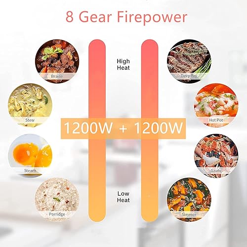 Miniatura 2 de Placa de cocción de doble inducción, estufa de inducción portátil eléctrica de doble inducción, placa de cocina digital de cerámica negra, panel de