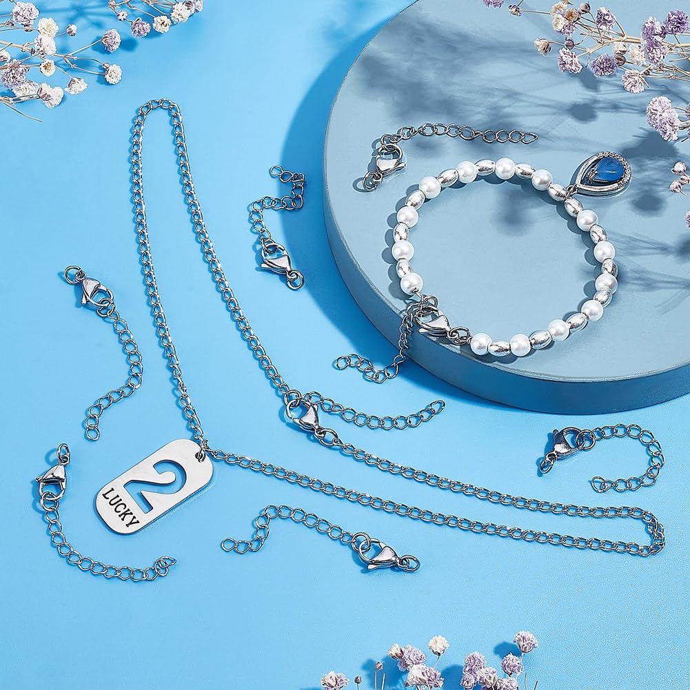 PH PandaHall 20pcs 304 Stainless Steel Necklace Extenders, 2.2 Inch Bracelet Extender Chain Jewelry Chain Extension Set with Lobster Claw Clasps for Choker Anklet Necklaces DIY Jewelry Crafts Making - Image 5