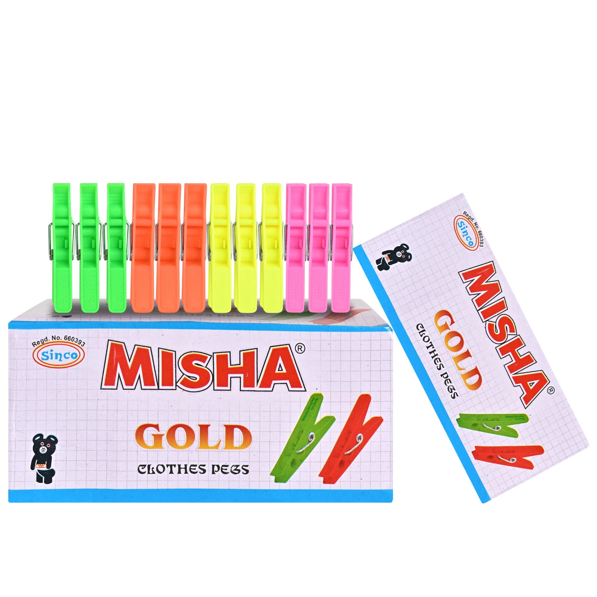Sinco Misha Plastic Cloth Clips Pegs Multicolor - Pack of 1 (12 Pieces) (B09W1LV2GM) Amazon Price History, Amazon Price Tracker