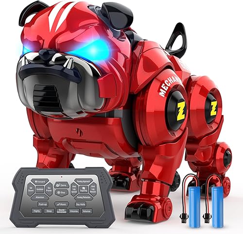 Perro robot para niños, robot de control remoto recargable programación robótica con canto, danza, función táctil, juguete robótico para perros de