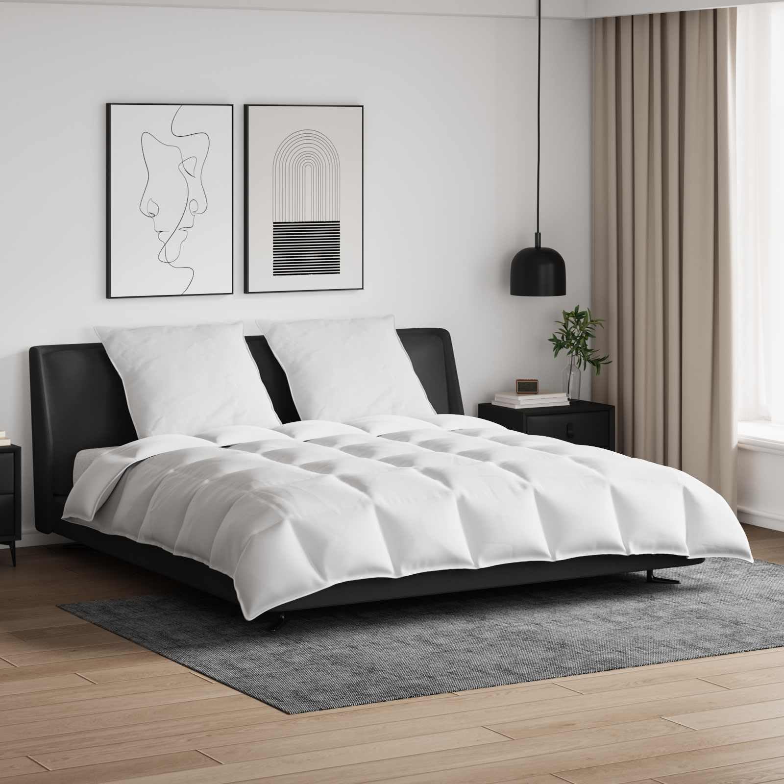 Zestaw kołder 3-częściowy biały puch kaczy 240 x 200 cm | 100% bawełna, miękka i oddychająca, można prać w pralce, w zestawie 2 poduszki