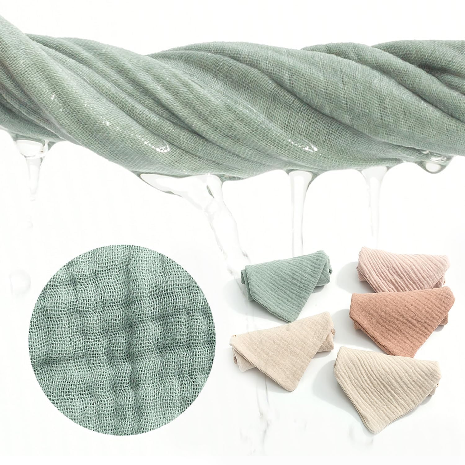 10pcs Desbabosos de Gasa (23 x 23 cm) Algodón para Bebé, Guantes de Inodoro, Toallas para la Cara, Recién Nacido Toalla de Cara