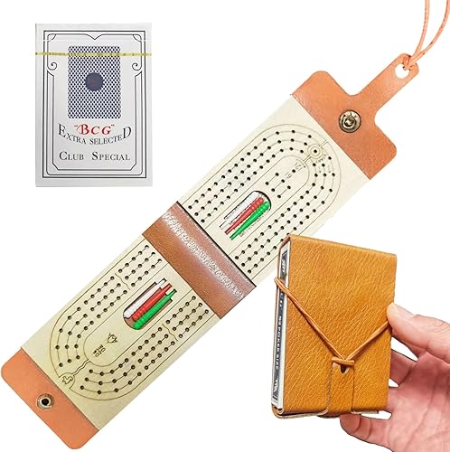 Juego de mesa de viaje de cuna, juego de cuna plegable de cuero con 6 páginas y 1 carta, cuna portátil de viaje con área de almacenamiento de