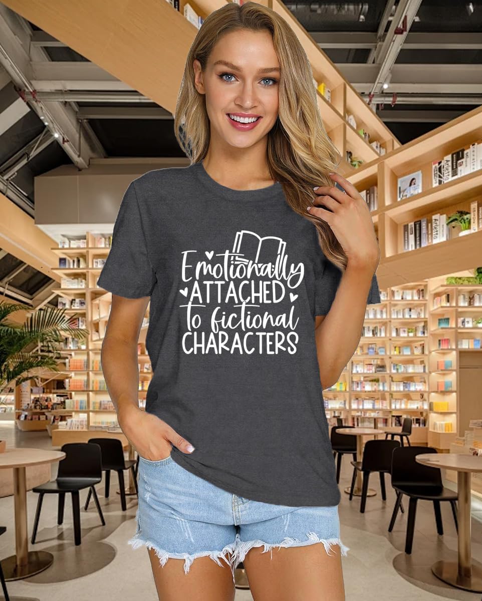 Womens Teacher Shirts Book T-Shirt Reading Tee Tops - Image 2