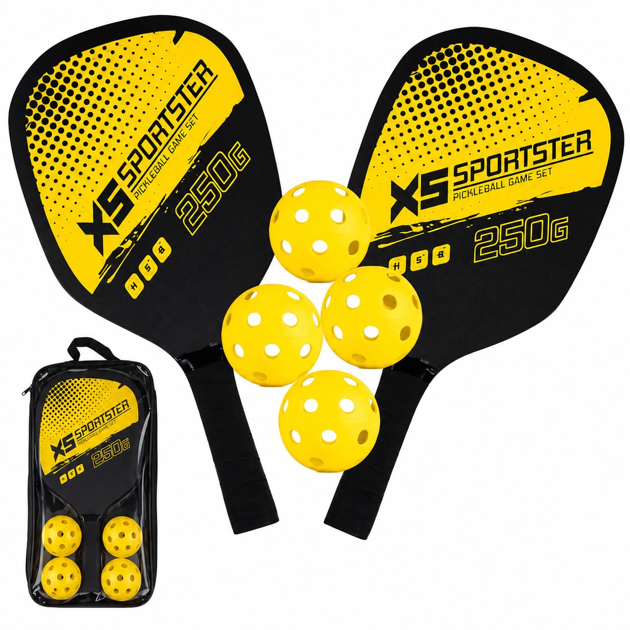 Pickleball Paddle Set with 2 Fiberglass Paddles, 4 Outdoor Pickleballs & Carry Bag for Beginners and Intermediate Players-image-18