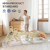 Vista 3 de BlueWood Pikler - Juego de triángulos 7 en 1 plegables, juguetes de escalada Montessori de madera con arco y rampa y escalera, escalador para bebés