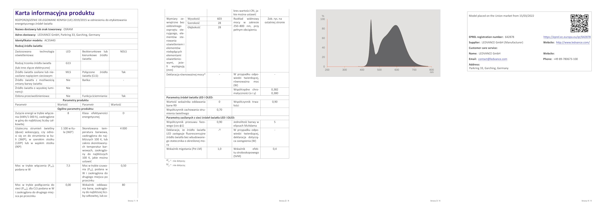 OSRAM SubstiTUBE® Connected Advanced Ultra Output / Tuba LED: G13, Długość: 603 mm, 7,50 W, matowe, Zimna biel, 4000 K