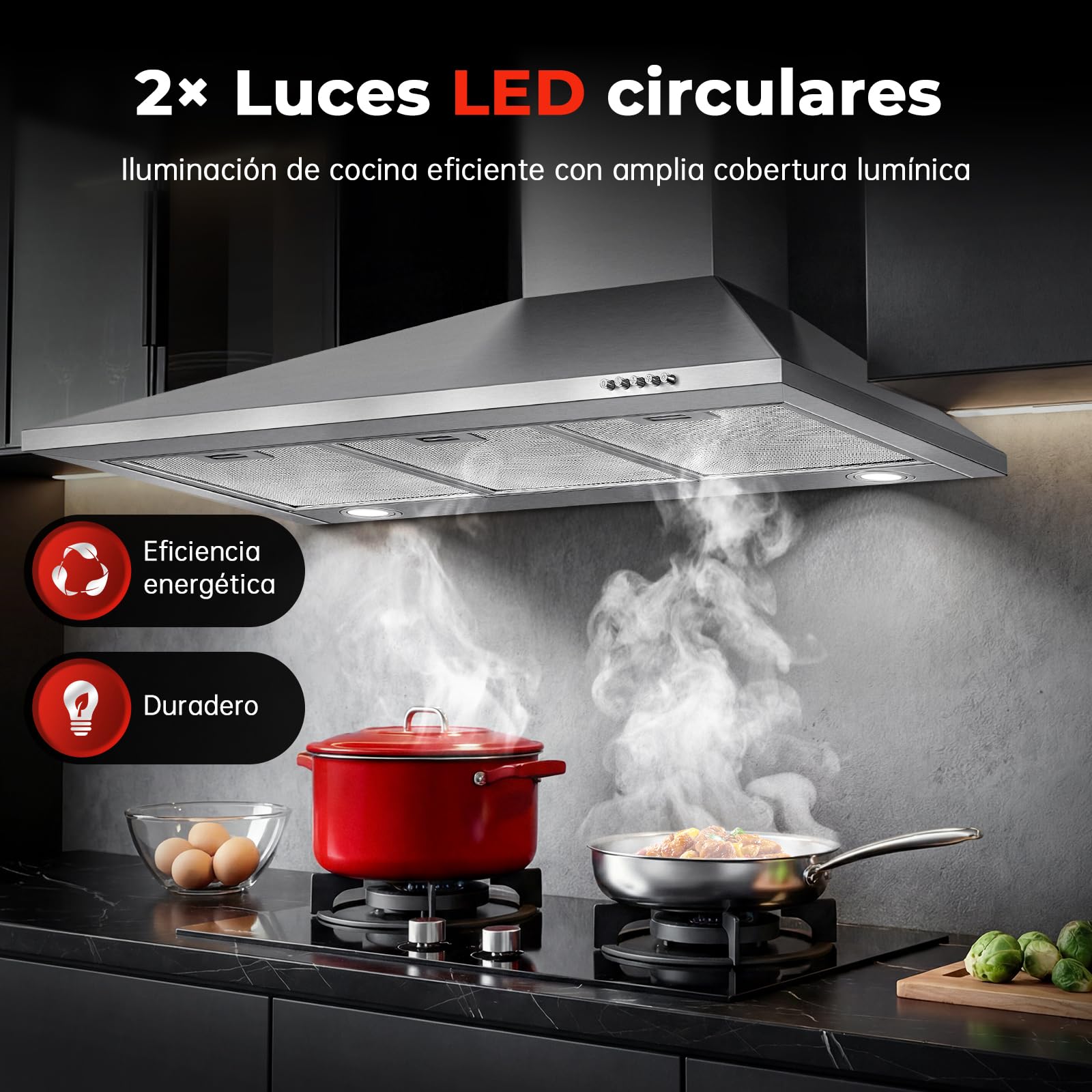 SNDOAS Campana Extractora 90cm, 450 m³/h, Clase A++