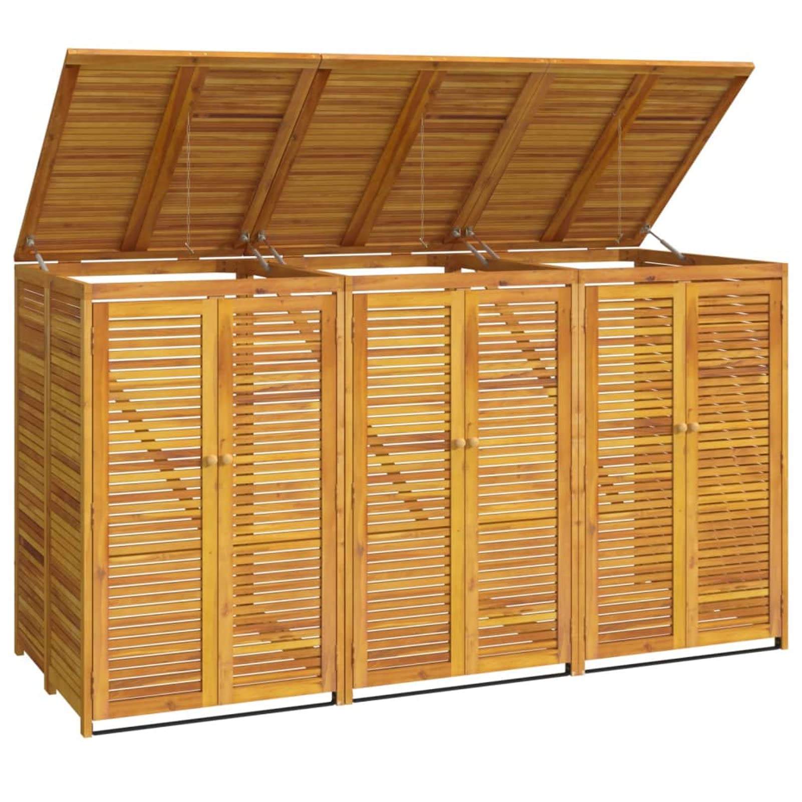 Mülltonnenbox 3 Tonnen Holz Mülltonnenbox 3er Mülltonnenverkleidung Mülltonnecontainer Mülltonnenbox Massivholz Akazie-3 Tonnen