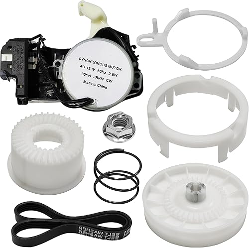 W10913953 Actuador de cambio de arandela W10721967 Embrague de polea con kit de correa de transmisión W10006384 compatible con lavadora Whirlpool