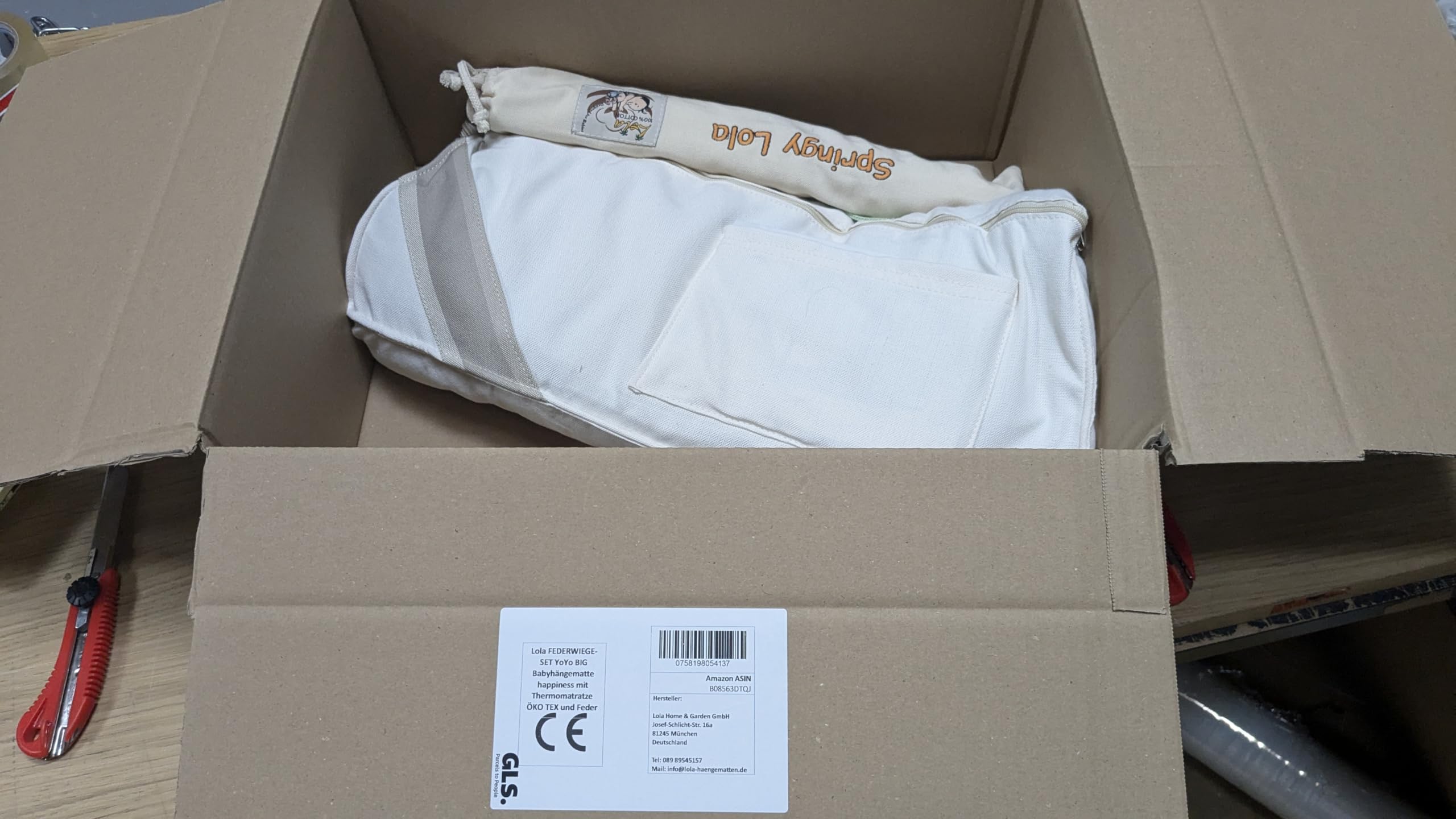 Lola FEDERWIEGE-SET YoYo BIG Babyhängematte happiness mit Thermomatratze ÖKO TEX und Feder