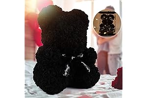 Lighted Up Black Rose Teddy Bear (10")