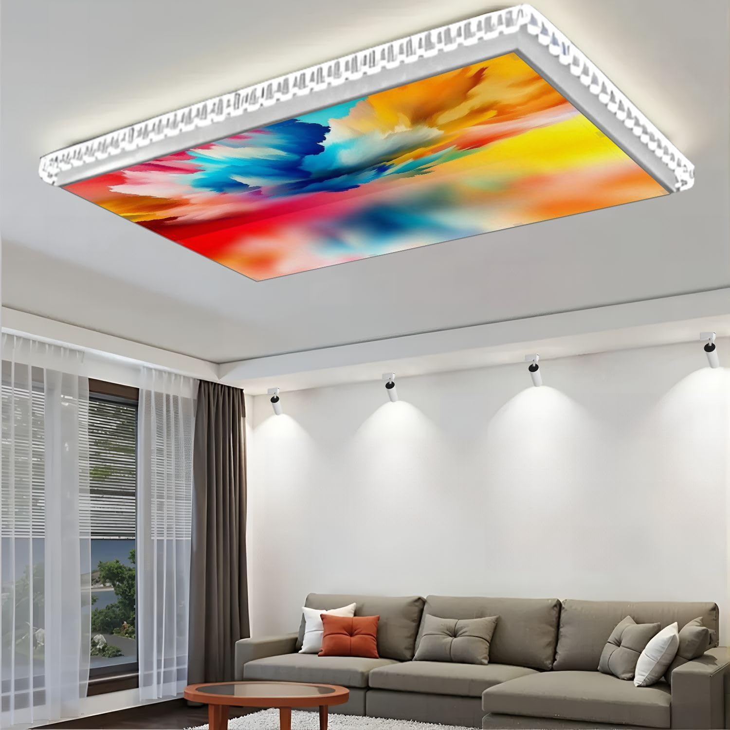 Fluorescent Light Covers for Ceiling Lights Landscape Surreal Lake Magical Abstract World 3D Easy to Install Magnetic Light Filter for Classroom Office Hospitals School Home Decor
