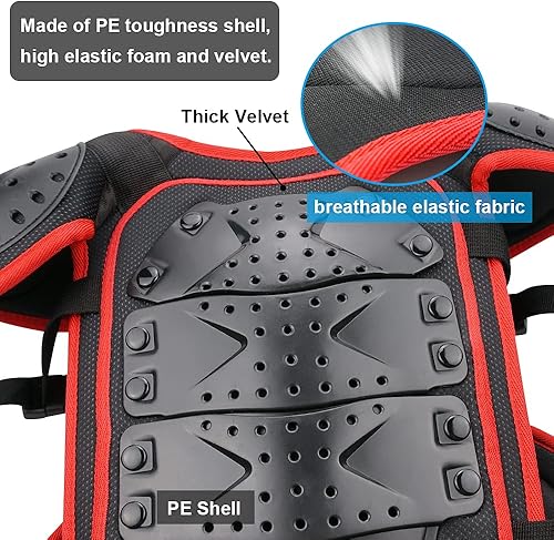 Vista 13 de StarknightMT Conjunto de armadura de motocicleta mejorada para niños, adolescentes, equipo de protección para ciclismo, patinaje, esquí, patinaje