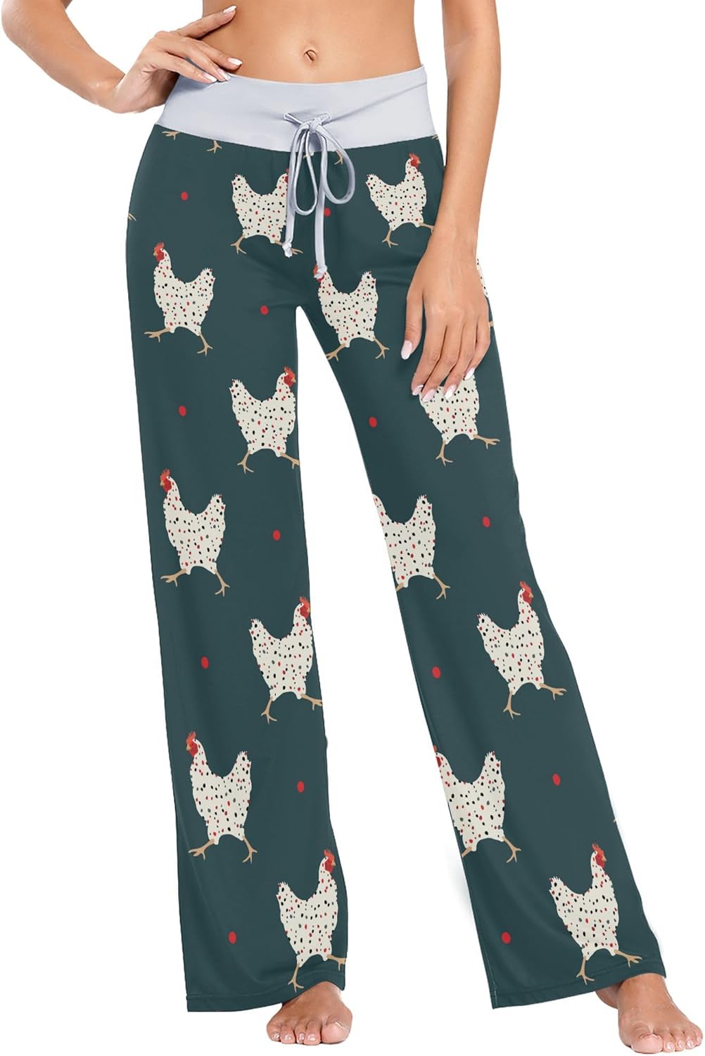 Fisyme Pajama Pants for Women Pjs Bottoms Drawstring Wide Leg Jogger Lounge Yoga Sweat Pants