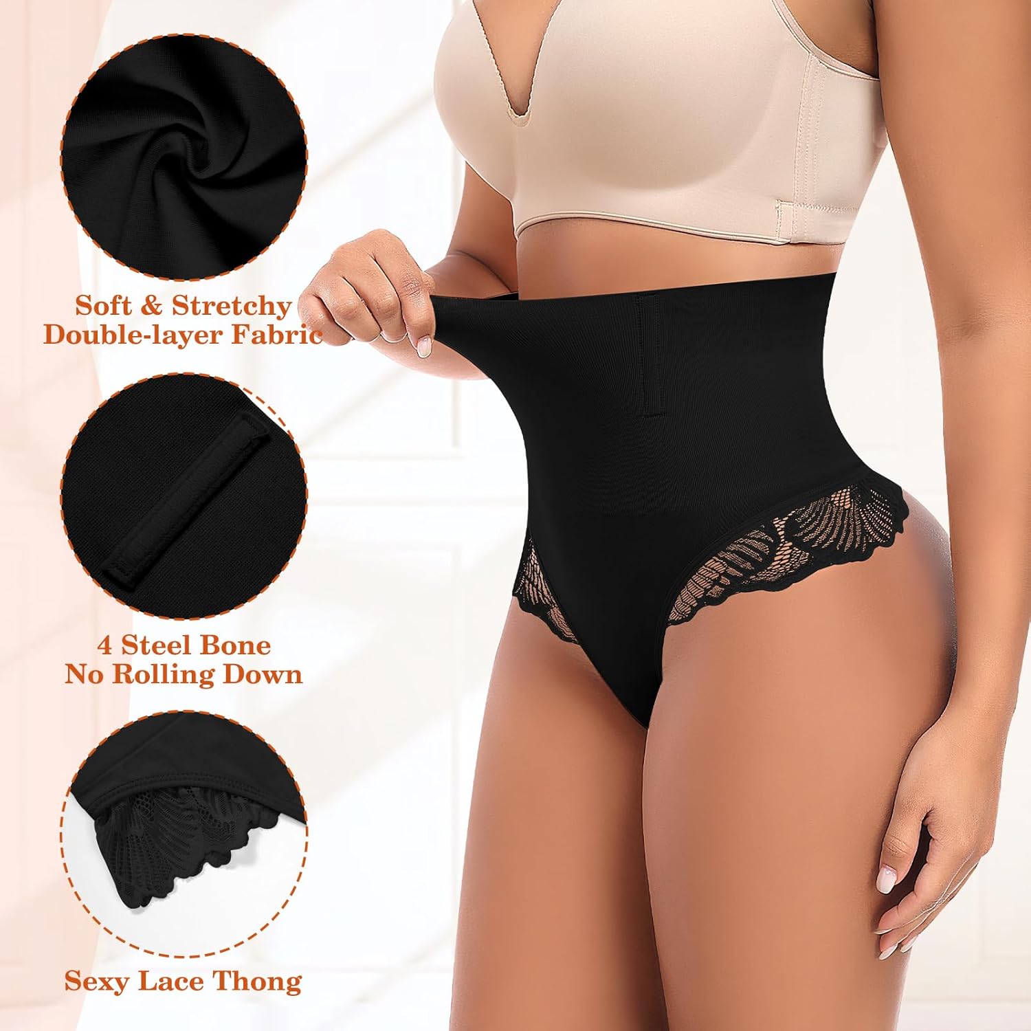 Werena Tummy Control Thong Shapewear for Women Seamless Shaping Underwear High Waist Body Shaper Panties Panty Girdle - Image 3