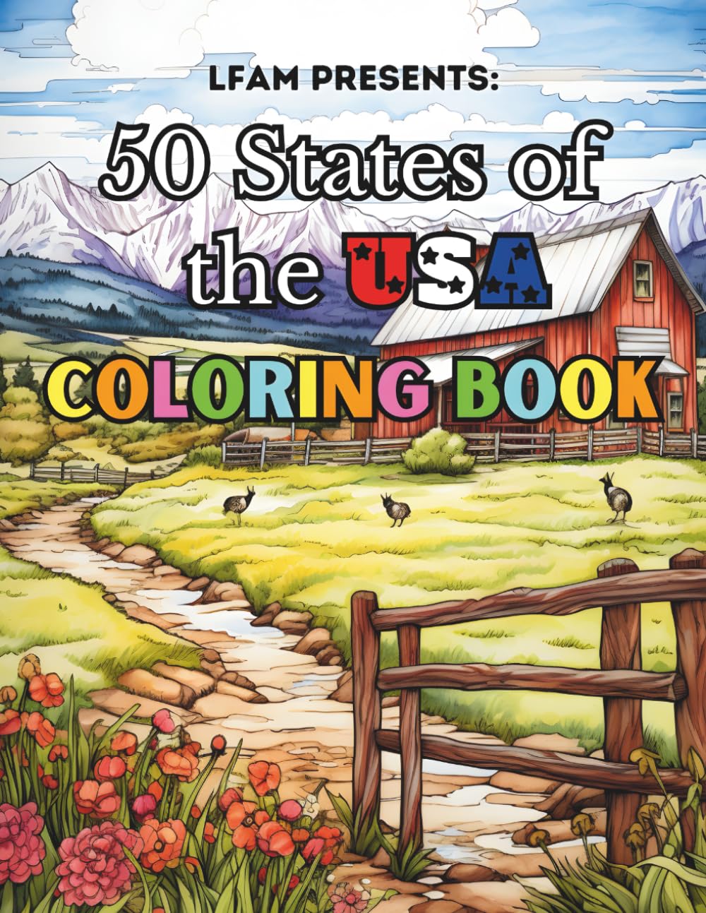 50 States of the USA Coloring Book: USA States