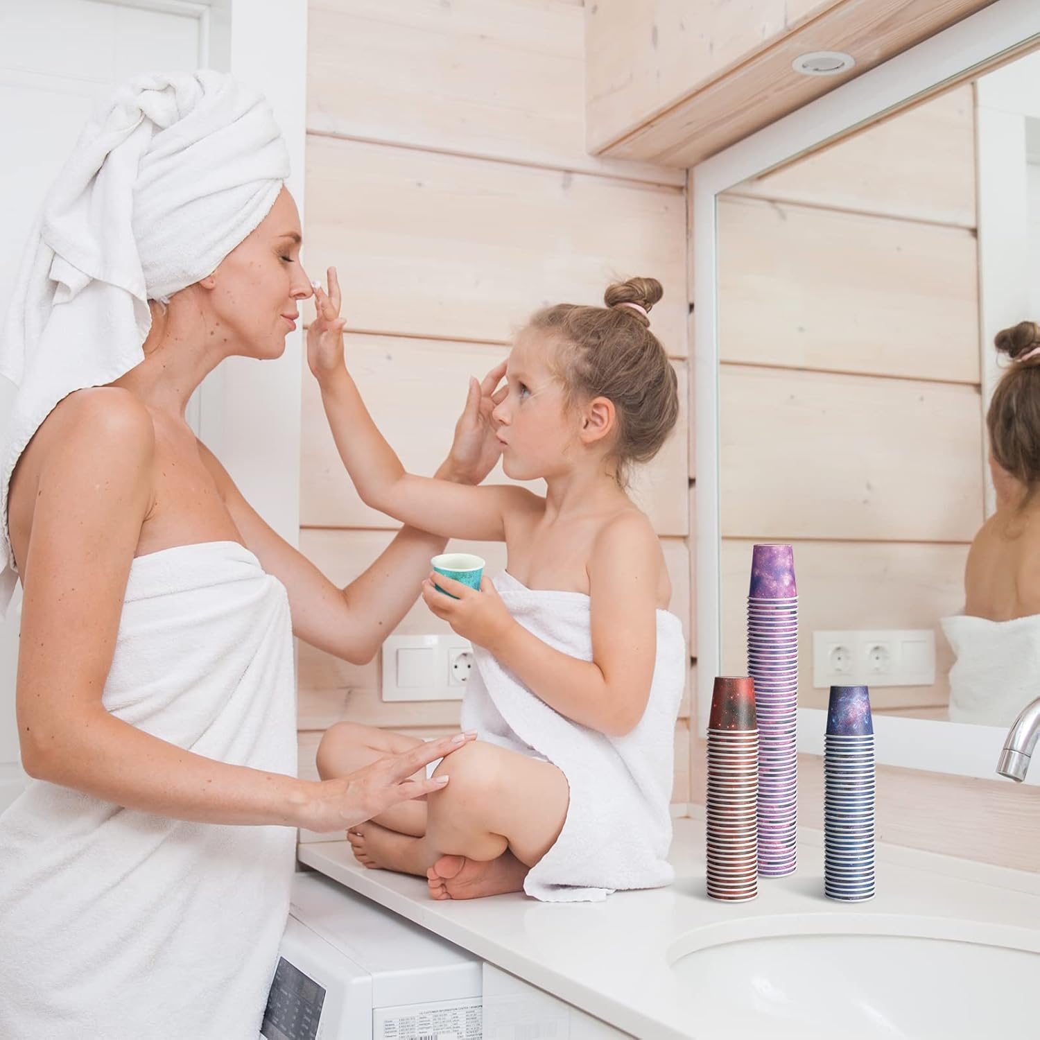 Pinkunn 600 Pcs Disposable Paper Cups 2 oz Starry Sky Bathroom Cups Small Disposable Cups Colorful Small Mouthwash Cups Bulk Mini Paper Cups for Party, Picnic, BBQ, Travel, Home and Event - Image 5