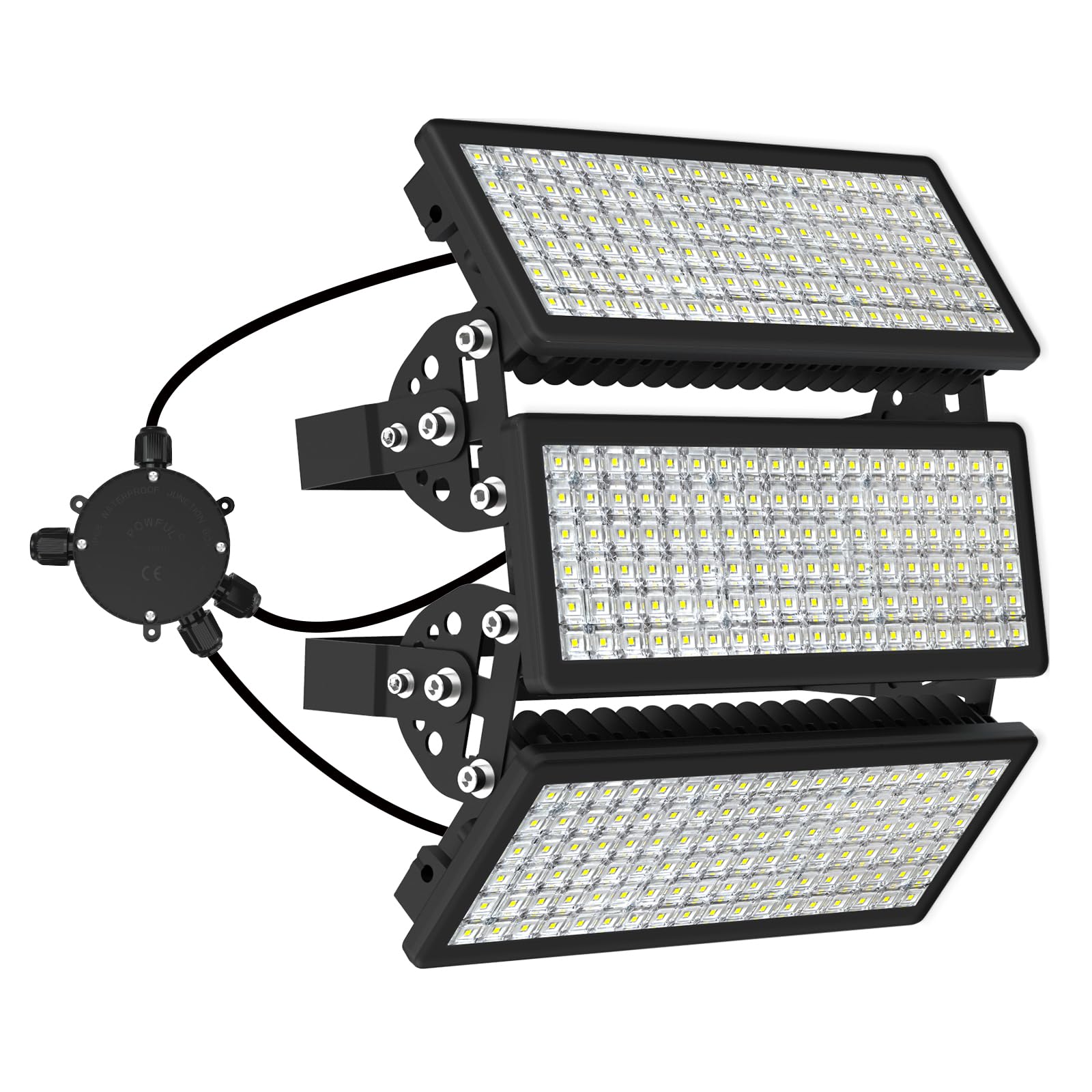 300W LED Strahler Außen mit Verteilerdose, 42000LM Flutlicht Superhell LED Fluter, Kaltweiß 6500K 230V Scheinwerfer IP67 Wasserdicht Außenstrahler für Sportplatz Parkplatz Beleuchtung