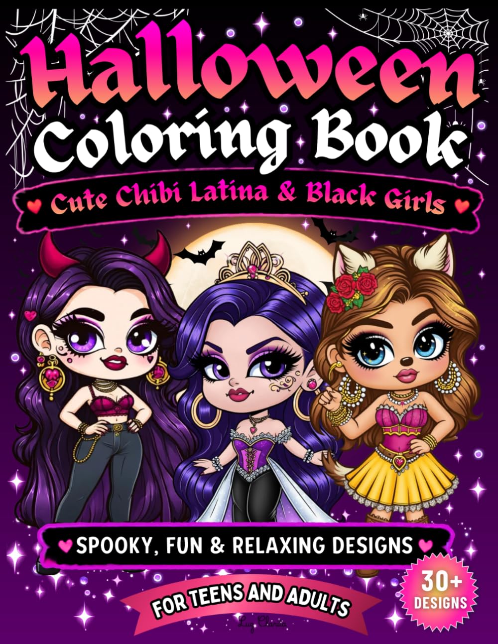 Halloween Coloring Book for Teens & Adults: Cute Chibi Latina & Black Girls | Spooky, Fun & Relaxing Designs for Stress Relief
