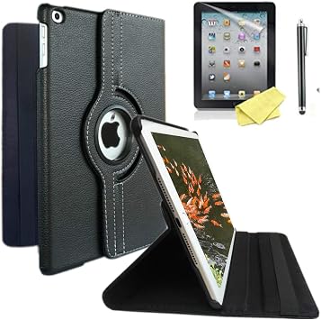 Tendmart Case Compatilbe with ipad 4th / 3rd / 2nd Generation 9.7 inch 11Years ago Old Model Model A1458 A1430 A 1416 Md510ll with Screen Protector Stand Smart Covers Support Wake/Sleep Black