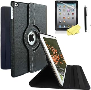 for ipad 4th Generation case 2012 (11Years ago Old Model) 9.7 inch,iPad 3rd Gen Cover 2012, iPad 2 case 2011, Rotating Stand with Wake Up/Sleep Functio Black